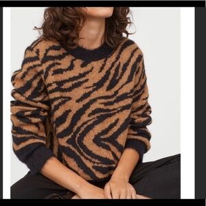 H & M BROWN ANIMAL PRINT SWEATER